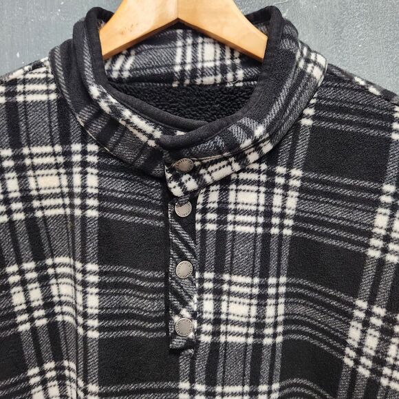 Smith's Workwear Men's Long Sleeve Checked Henley XL Black Plaid - Picture 3 of 12